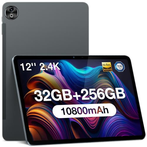 DOOGEE T20 Ultra 12 Android 13 Tablet, 32GB+256GB ROM/2TB TF, 2.4K Resolution, 2.2GHz G99 Octa-core, 10800mAh Battery, Sim Card Slot, 4 Hi-Res Speakers, 2.4G/5G WiFi, Grey