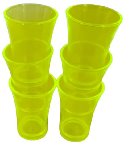 Reusable Shot Glasses Yellow Pack of 6, 50ml, Plastic Reusable, Shot Glasses, Shot Glasses Set, Novelty Shot Glasses, Tall Shot Glasses, Shot Glass Multiple Colors UK Made Ideal for Parties
