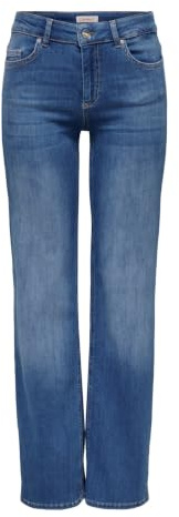 ONLY Womens Onlblush Mid Straight DNM Rea12187 Noos Jeans, Medium Blue (Medium Blue Denim), 8L UK/XL