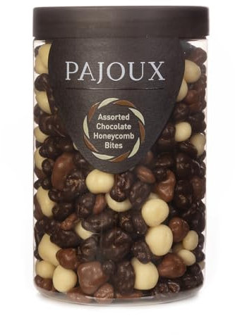Pajoux Assorted Chocolate Honeycomb Bites (Large) 300g | Dark and White Chocolate Covered Honeycomb - Chocolate Coated Honeycomb - Chocolate Gift - Palm Oil Free - Chocolate in a Gift Jar