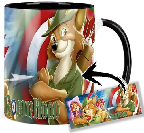 Robin Hood Tasse Innen & Henkel Schwarz Keramikbecher Mug