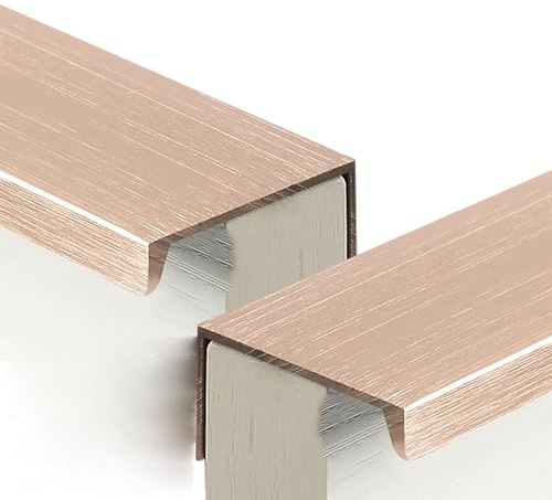 2 Piezas Tiradores Armario Oculto Manijas Invisible Manillas Cajón Aluminio Perilla Tocador Ángulo recto,Asas gabinete mango Cocina,picaportes Dormitorio (Oro Rosa,600mm)