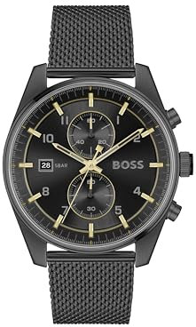 BOSS Chronograph Quarz Uhr für Herren Kollektion SKYTRAVELLER mit Edelstahlarmband Edelstahlarmband - 1514150