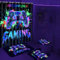 Likiyol 4 Pcs Blacklight Shower Curtain Sets with Rugs, Gaming Kids Bathroom Set with Shower Curtain and Rugs, GamePad Trippy UV Reactive Bathroom Sets Decor for Adults Boys