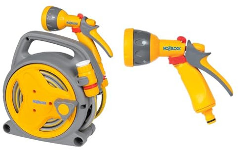 HOZELOCK - Mini Reel Pico Reel 10m : Ideal for Patios, Balconies and Small Gardens & HOZELOCK - Multi-Jet Spray Gun : Ideal for Daily Use, Multi-tasking Gun