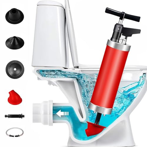 WPPTNSFY Desatascador Aire Comprimido, Desatascador Inflable para Inodoro, Desatascador de Inodoro con Barómetro, para Inodoro/Lavabo/Bañera/Drenaje de Suelo