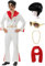 Coseaon Herren 70er Jahre Disco Kostüm Outfit mit Perücke Sonnenbrille Schal Halskette Halloween Karneval Sänger Jumpsuit für Erwachsene (Weiß, L)
