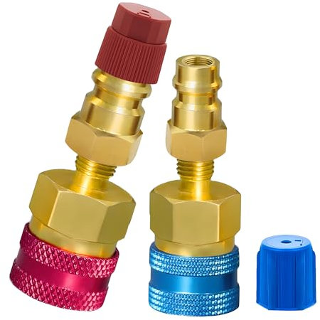 Saipor 2 Pièces Adaptateurs de Coupleurs Rapides R1234YF, Adaptateurs R1234yf vers R134a Côté Haut/Bas Adaptateur Kit de pour R1234YF Recharge d'évacuation du Système de Réfrigérant A/C