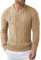 COOFANDY Men's V-Neck Jumper Classic Winter Warm Sweater Cable Knitted Smart Slim Fit Jumper for Men Khaki L