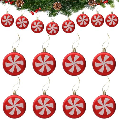 DAHI 8pcs Christbaumschmuck Süßigkeiten Anhänger Weihnachtsbaumanhänger Bonbons Ornamente als Weihnachtsdeko (rot(6blaetter)-B)