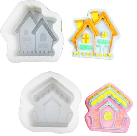 2 Pièces Moule Silicone Maison, Moule Bougie Silicone, Moule Bougie, 3D Moules Silicone Platre, Moulage Resine Epoxy, DIY Décoration Intérieure