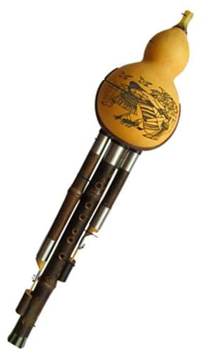 Schwarzer Kürbis Flauta Hulusi Bass C/D Dreifarbige Hulusi-Flöte Volksinstrument(C)