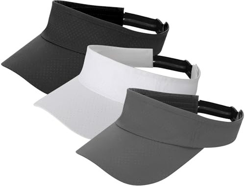 ViEinkaufen Sun Visor Cap for Women - Adjustable Tennis Hat With Long Peak for Golf, Cycling, Running, Fishing and Outdoor Sports - 3 Piece Set
