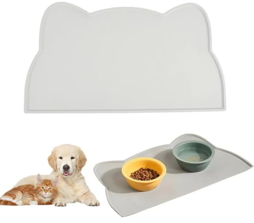 Napfunterlage,Napfunterlage Hund,Futtermatte Katzen,Unterlage Hundenapf,Napfunterlage FüR Kleine Hunde Und Katze,Napfunterlage Silikon Katzen Und Kleine Hunde, FüR Katzennapf Futtermatten (Grau)