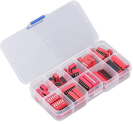 45Pcs DIP Switch, Assorted Kit On Off Toggle 2.54mm PCB Mountable DIP & SIP Switches Range 1 2 3 4 5 6 7 8 9P for Circuit Breadboards DIL Slide Ed