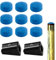 Jiujuda9 50 Stück Billard Queue Spitzen, 10mm Leder Queue Tipps Ersatzspitzen, Billard Ersatz Tipps, Pool Billiard Cue Tips für Snooker Pool Queue Zubehör (Blau, mit 2 x Spitzentrimmer)