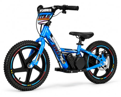 Elektro Laufrad für Kinder RIRIBIKE RTX6 24V (16), blau, Lithiumbatterie, 250W-Motor, Scheibenbremse, Verstellbarer weicher PU-Sitz