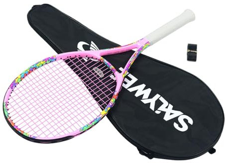 Aymzbd Raquette de Tennis Raquette Raquette Les Adultes Portables Ne Supervisent Pas Les Exercices de Préhension avec des Sacs pour Les Activités Sportives E, Rose