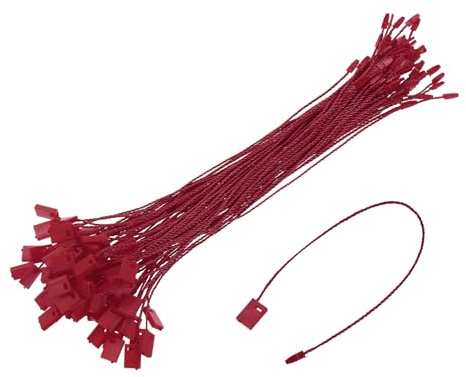 QUARKZMAN 500 Stück Nylon Hang Tag String 6,7 Zoll Snap Lock Pins Loop Preisschildbefestiger Plastiketikettenbänder Etikettenanhänger Etiketten mit Band Weinrot