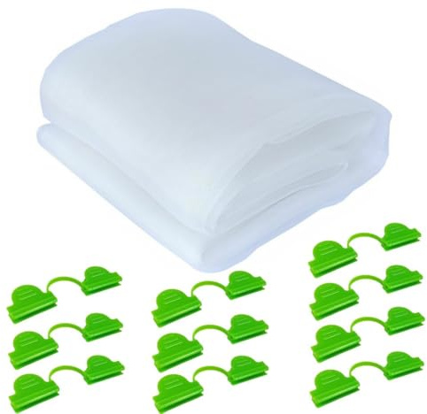 Gartennetz, feinmaschig, 2,5 x 10 m, mit 10 winddichten Clips, Insektenschutznetz, Vogelnetz, für Gemüse, UV-beständig, Pflanzenschutzabdeckung, Netz