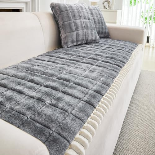 GKXLH Dick Sofa überzug - Neue Weiche Milchfleece Couch überzug, Universal Sofabezug 2 3 4 Sitzer, rutschfeste Sofa Bezug Waschbar, Sofa Cover l Form Möbelschutz für das Wohnzimmer (70x150cm)