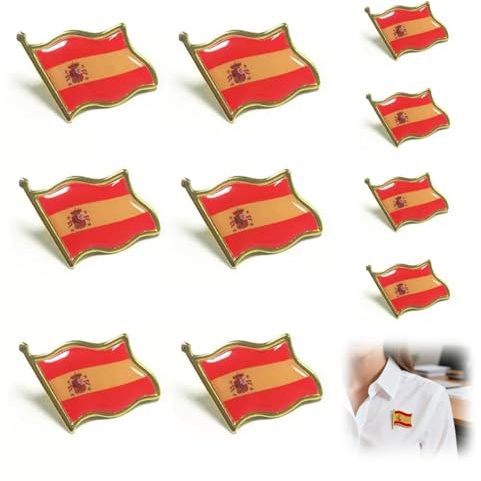 TSUOUKL 10 Pièces Pins drapeau Espagne Pin's Drapeau Espagne Pins Espagne Drapeaux Epingle Broche Badge PINS EUROPE Pins costume homme