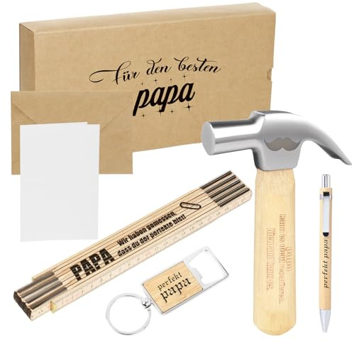 Bester Papa Geschenkset,Geschenke für Väter | mit Bieröffner, Zollstock, Bleistift und Hammer,Geschenkidee für Alleskönner
