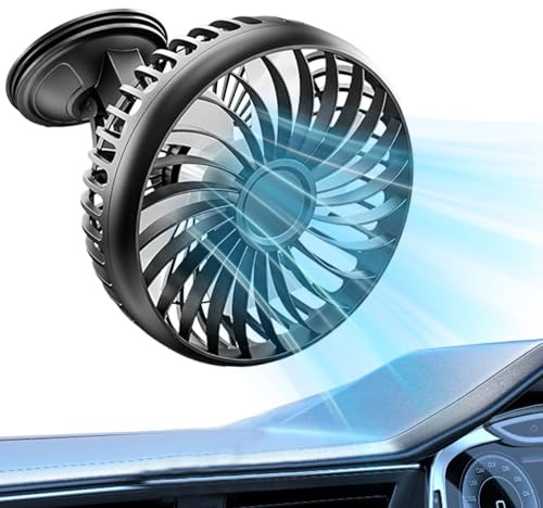 Doiyislem Truck Fan - Windshield Suction Air Blower | Quiet USB Powered Fan with 3 Levels for Tent Desk Outdoor Travel Driver Cabin Golf Cart Bedroom Bedside Dorm