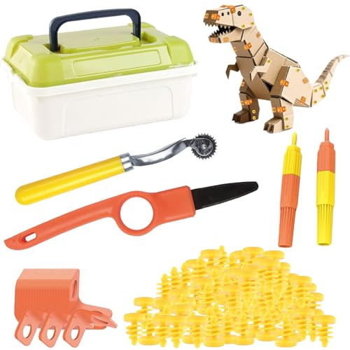 Kartonwerkzeug Für Kinder Konstruktionsspielzeuge Für Pappe Kartonschneider Konstruktionsspielzeug Mit Sicherer Kartonschneider, Falzroller, Schraubendrehe Kreatives Bastelset Mit Aufbewahrungsbox