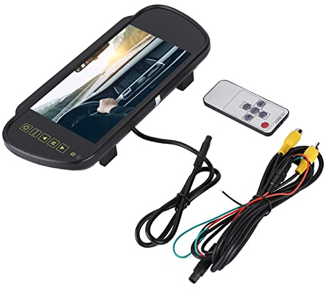 BONKZEBU Rear View Mirror Monitor, 7inches LCD Display, Backup Camera Monitor for Rear View Camera, AV1 AV2 Video Interface, Wide Voltage DC12V 24V