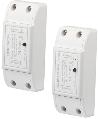 2PCS WiFi RF Bluetooth Smart Switch, Wireless Light Switch Relay Switch, Universal DIY Module for Smart Home Automation, Works with Alexa Google Home IFTTT eWelink, No Hub Required, 16 A(Support 10A)