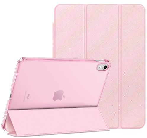 Fintie Hülle für iPad (A16) 11. Generation/iPad 10. Gen, Pink-Gelb | Für 2025/2022 Modell, Ultradünn leichte Schutzhülle, Transparenter Rückseite Case, Dreifach-Ständer, Auto Schlaf/Wach