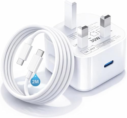 30W USB-C Fast Charger with 2M USB-C to USB-C Cable (1 Pack), Compatible with iPhone 17, 17 Air, 17 Pro, 17 Pro Max, iPhone 16 Series & iPhone 15 Series, Type-C Wall Charge