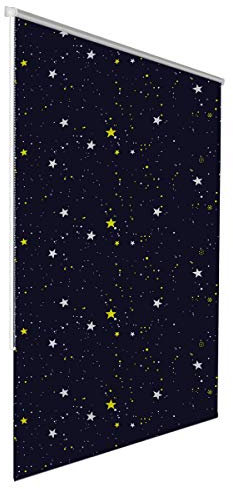 Klemmfix Verdunkelungsrollo für innen ohne Bohren :: Rollos für Fenster, blickdicht und lichtundurchlässig 105x150 cm Sterne