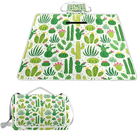 BALII Picknickdecke mit Wüstenpflanzen, Kaktus-Picknickdecke, Teppich, wasserdichte Unterseite, für Outdoor, Strand, Camping