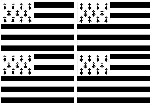 Supstick Lot de 4 Autocollants Stickers Drapeau de département région française Bretagne Format 12x8cm