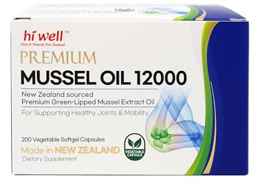 Hi Well Premium New Zealand Green-Lipped Mussel Oil //200 Softgel Capsules//Made in New Zealand //Sourced from Pristine New Zealand Waters(1)