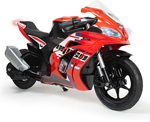 INJUSA - Moto Électrique Racing Fighter pour Enfants +6 Ans avec Batterie 24V | Frein à Tambour | Accélération Progressive de Poignée | Roues Gonflables | Chevalet | 11 km/h | Couleur Rouge (6492)