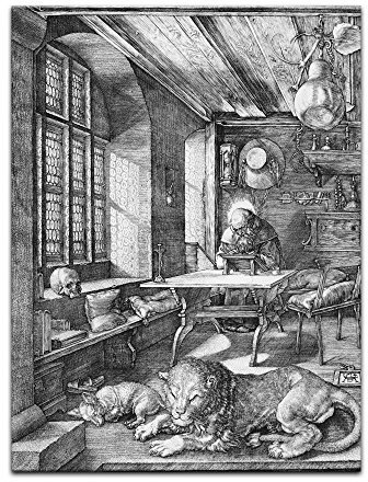Kunstdruck Poster - Albrecht Dürer Der heilige Hieronymus im Gehäus 40x60 cm ca. A2 - Alte Meister Bild ohne Rahmen
