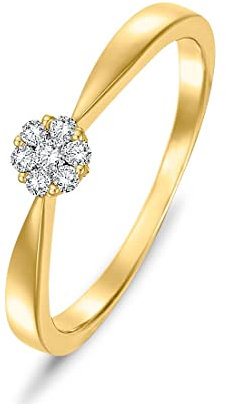 CHRIST Damen-Damenring 7 Diamant 50, Gelbgold 32000425