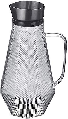 Water Carafe Classical Jug Juice Bottle, 1.5L with Stainless Steel Lid Borosilicate Glass Iced Tea Pitcher for Water, Milk, Juice, Iced Tea,Pot a