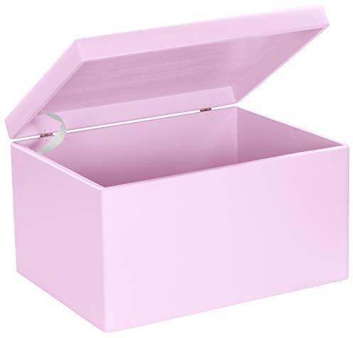 LAUBLUST Große Holzkiste mit Deckel - Allzweck-Kiste aus Holz - Aufbewahrungskiste | Spielzeug-Truhe - Geschenk-Verpackung | Deko-Kasten zum Basteln FSC® (Rosa, ca. 40 x 30 x 24 cm | XL)