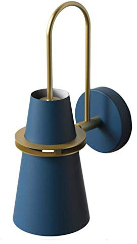 HJXDtech Bunte Horn Wandleuchte, E27 Nordic Modern Metall Wandlampe, Industriestil Messing Finish Nachtbett Lampe für Restaurant Gang Schlafzimmer Wohnzimmer - Blau