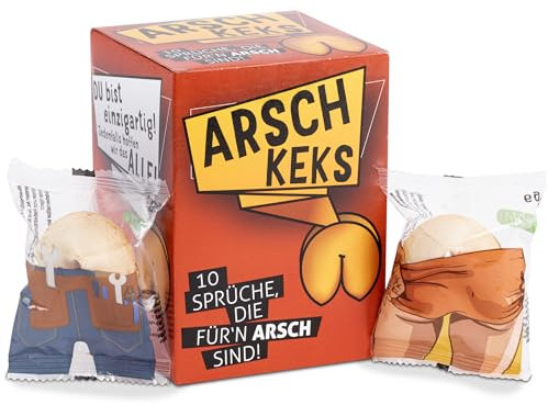 FOOD crew Arschkeks 10 x Glückskekse lustig einzeln verpackt - Glückskeks - lustige kleine Geschenke – Witzkekse – Silvester Glückskekse Silvester - Kleinigkeiten für Adventskalender