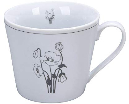 Krasilnikoff - Happy Cup - Becher, Tasse mit Henkel - Poppy in Bloom - Porzellan - H9 x Ø10 cm - Volumen: 400 ml