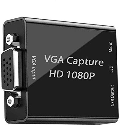 GRACETOP VGA Video Capture, 1080p30hz Videoaufnahmekarte, VGA zu USB 2.0 Aufnahme mit Mikrofoneingang, fängt das Spiel von Live und Video auf, geeignet für Windows, Linux und Android