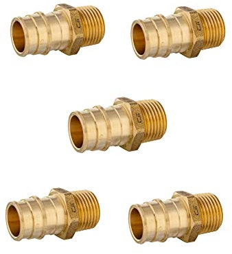 EFIELD Pex A Erweiterungsverschraubung 1,9 cm Pex x 1,27 cm NPT-Adapter, F1960, 5 Stück
