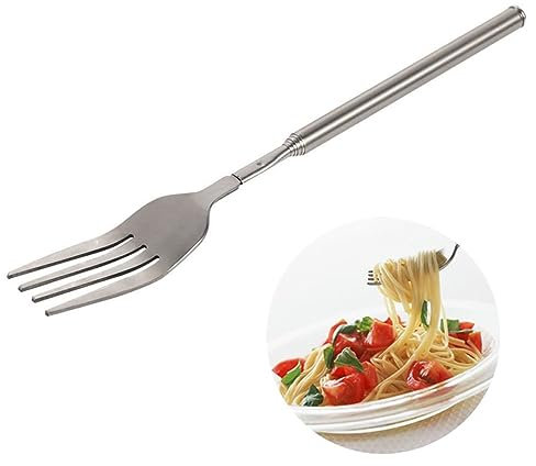 an 1 Piece Stainless Steel Telescopic Extendable Fork for Dinner Fruit Dessert Barbecue Toasting Long Handle Table Ware Utensil