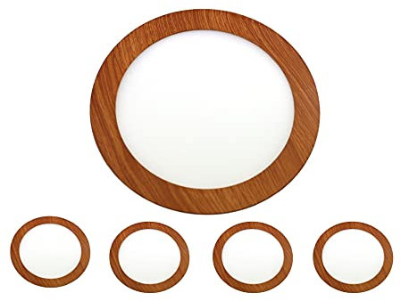 JANDEI - LED-Einbaustrahler, 18 W = 140 W, kaltweiß, 6000 K, rund, Holzoptik, 1440 Lumen, für Wohnzimmer, Küche, Geschäft, Büro (5 EINHEITEN)