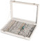 Frebeauty Ring Organizer Tablett 100 Slots Ring Halter mit klarem Deckel Samt Ring Aufbewahrungsbox Ring Tablett für Juweliergeschäft Ring Display Case für Schmuck Show Ring Box für Frauen(grau)